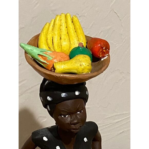 Jamaican Creole Woman, Folk Art Pottery Red Clay matte Sculpture - Picture 6 of 8